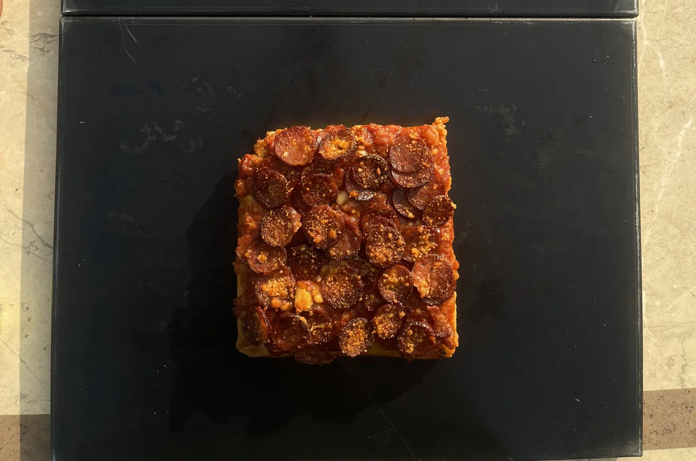 Pepperoni Detroit Style Pizza slice